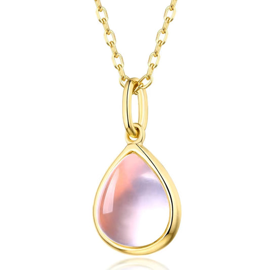 Rose quartz Teardrop Necklace in 18K Gold-Plated Sterling Silver