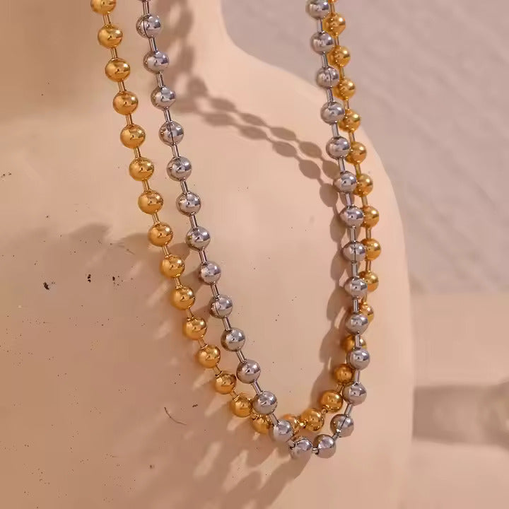 18 K Gold-Plated Bead Necklace