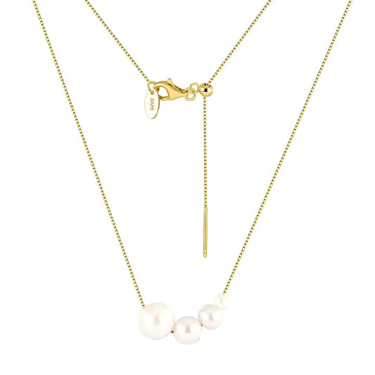 Dainty Freshwater Pearl Pendant Necklace in 14K Gold-Plated Sterling Silver