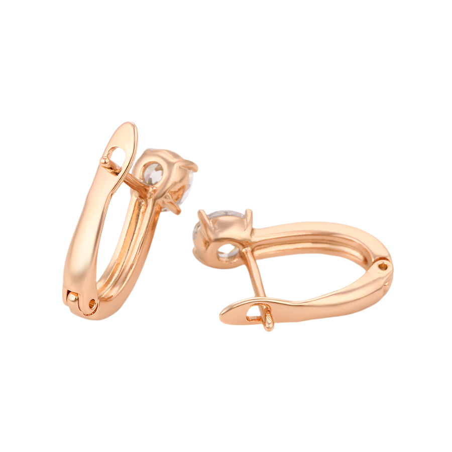 Rose Gold Solitaire Hoop Earrings