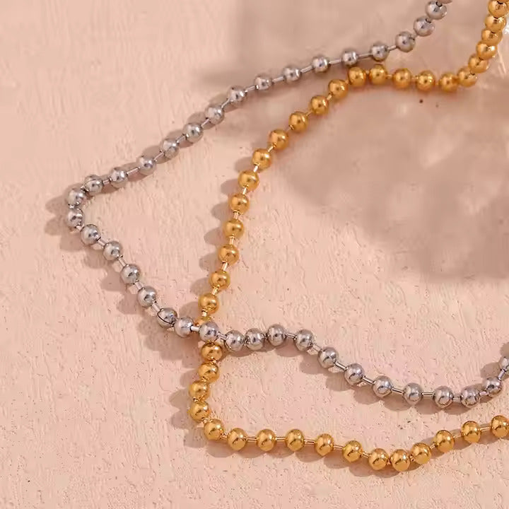 18 K Gold-Plated Bead Necklace