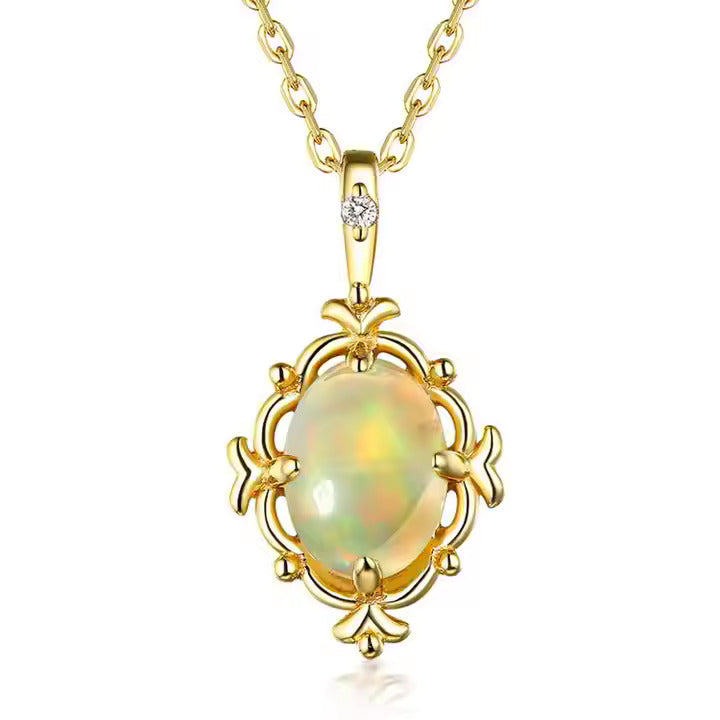 Ethereal Opal Glow Pendant Necklace