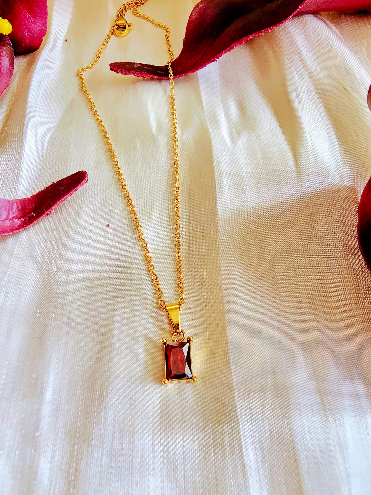 18K Gold-Plated Square Zircon Pendant Necklace