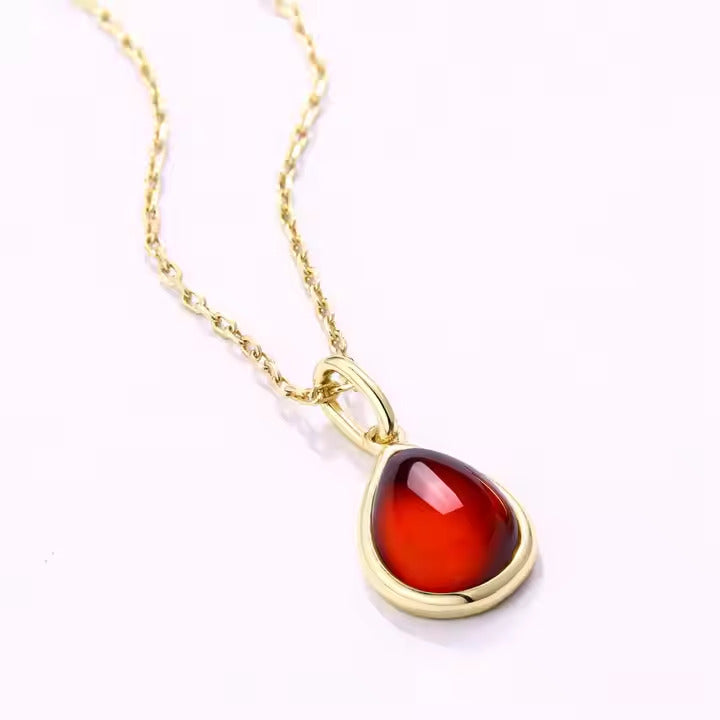 Garnet Teardrop Necklace | 18K Gold-Plated Sterling Silver