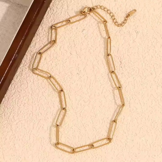 18 K Gold-Plated Paper Clip Chain Necklace