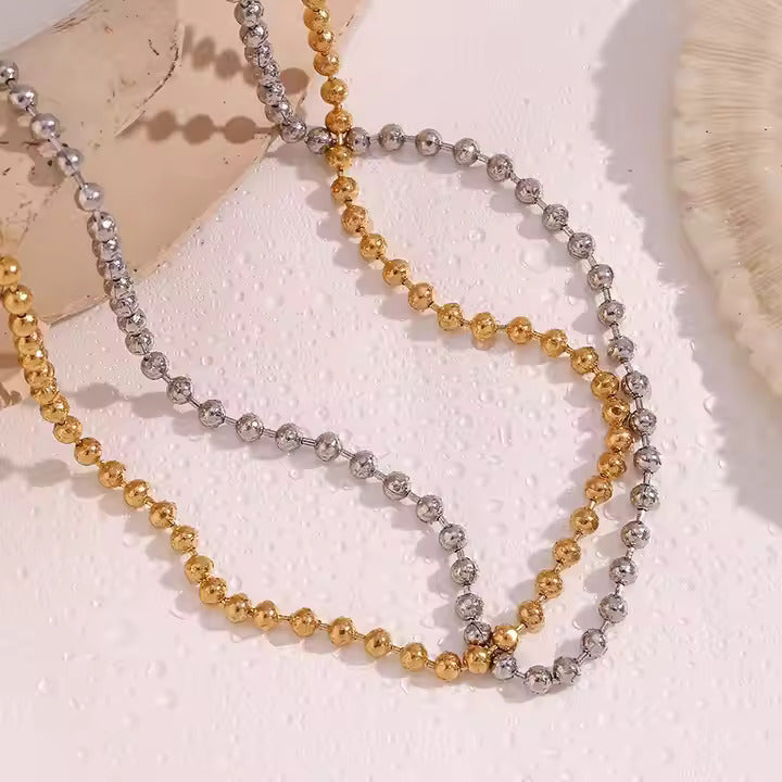 18 K Gold-Plated Bead Necklace