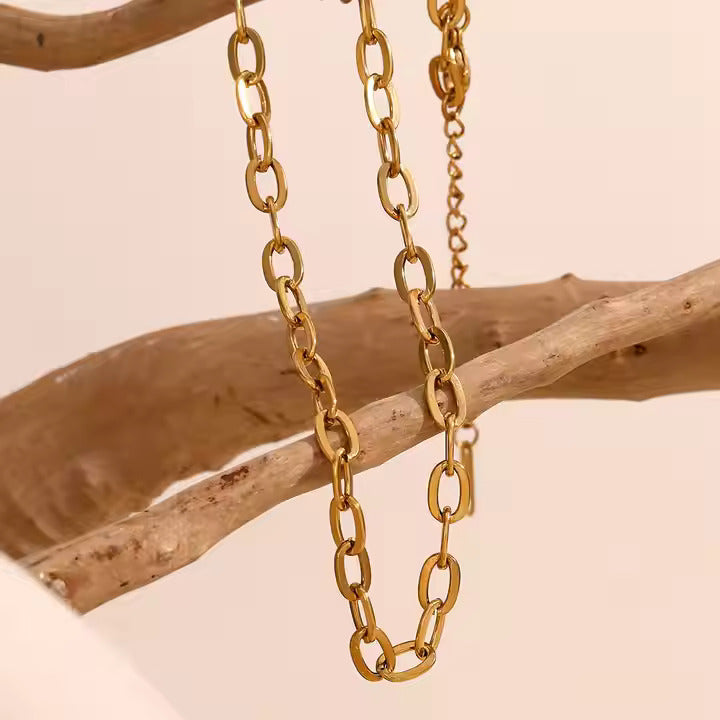 18K Gold-Plated O Chain Choker Necklace