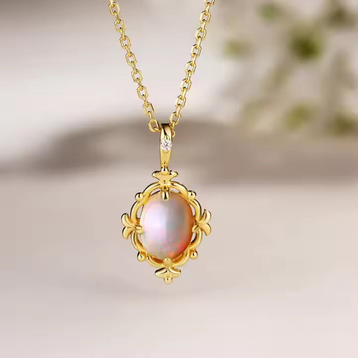 Ethereal Opal Glow Pendant Necklace