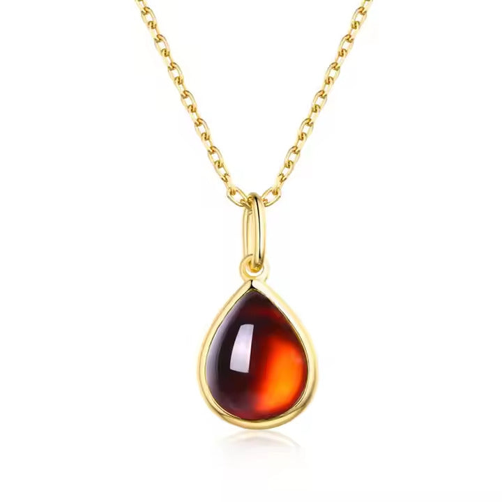 Garnet Teardrop Necklace | 18K Gold-Plated Sterling Silver