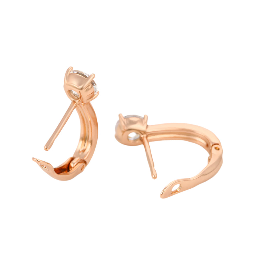 Rose Gold Solitaire Hoop Earrings