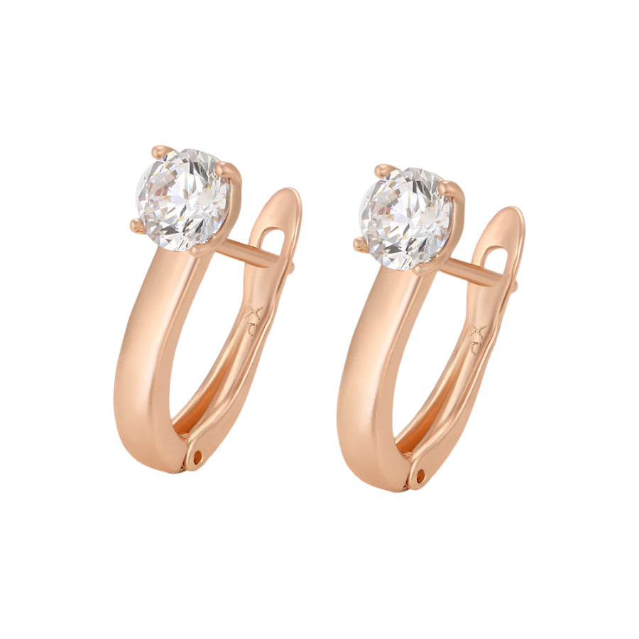 Rose Gold Solitaire Hoop Earrings