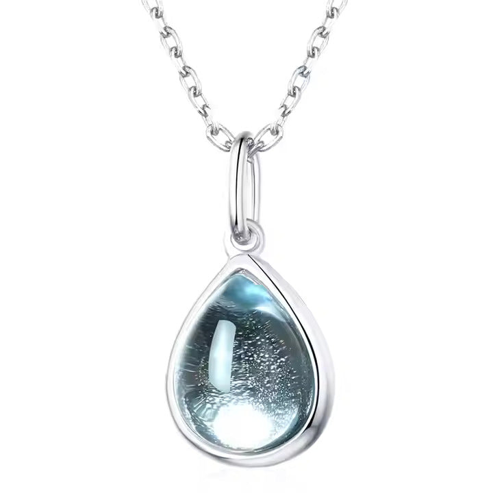 Blue Topaz Teardrop Necklace | 18K Gold-Plated Sterling Silver