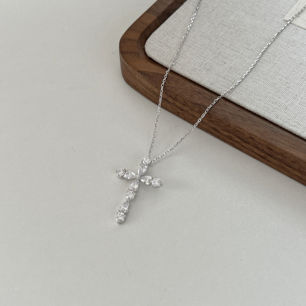 Faithful Elegance Pear Cross Necklace | 925 Sterling Silver