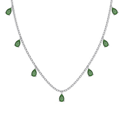 Marquise  Green Zircon Pendant Necklace | 925S Silver