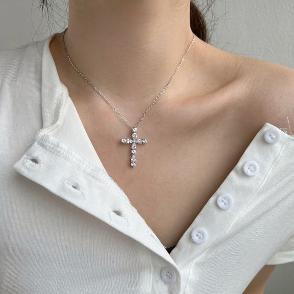 Faithful Elegance Pear Cross Necklace | 925 Sterling Silver