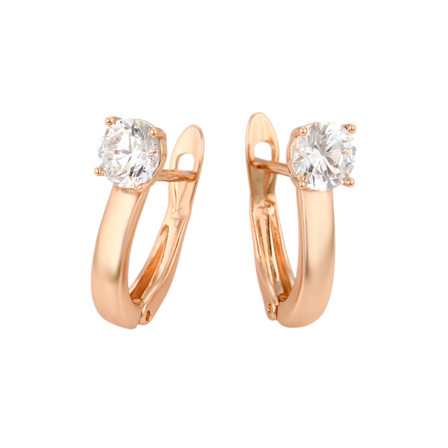 Rose Gold Solitaire Hoop Earrings