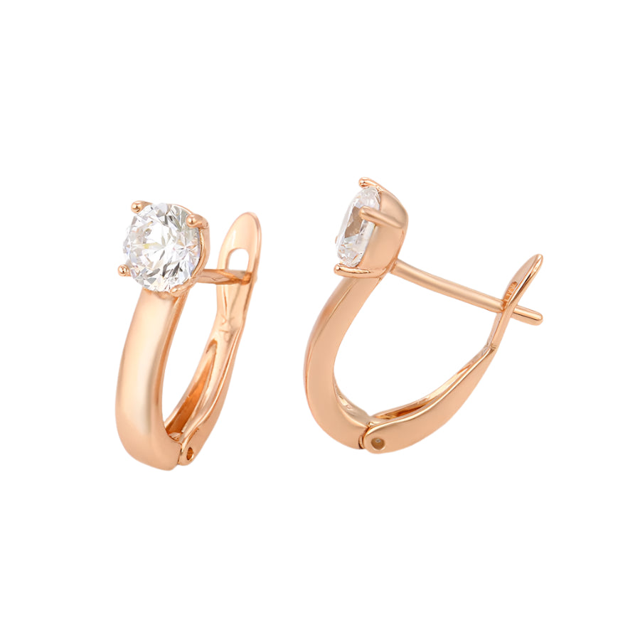 Rose Gold Solitaire Hoop Earrings